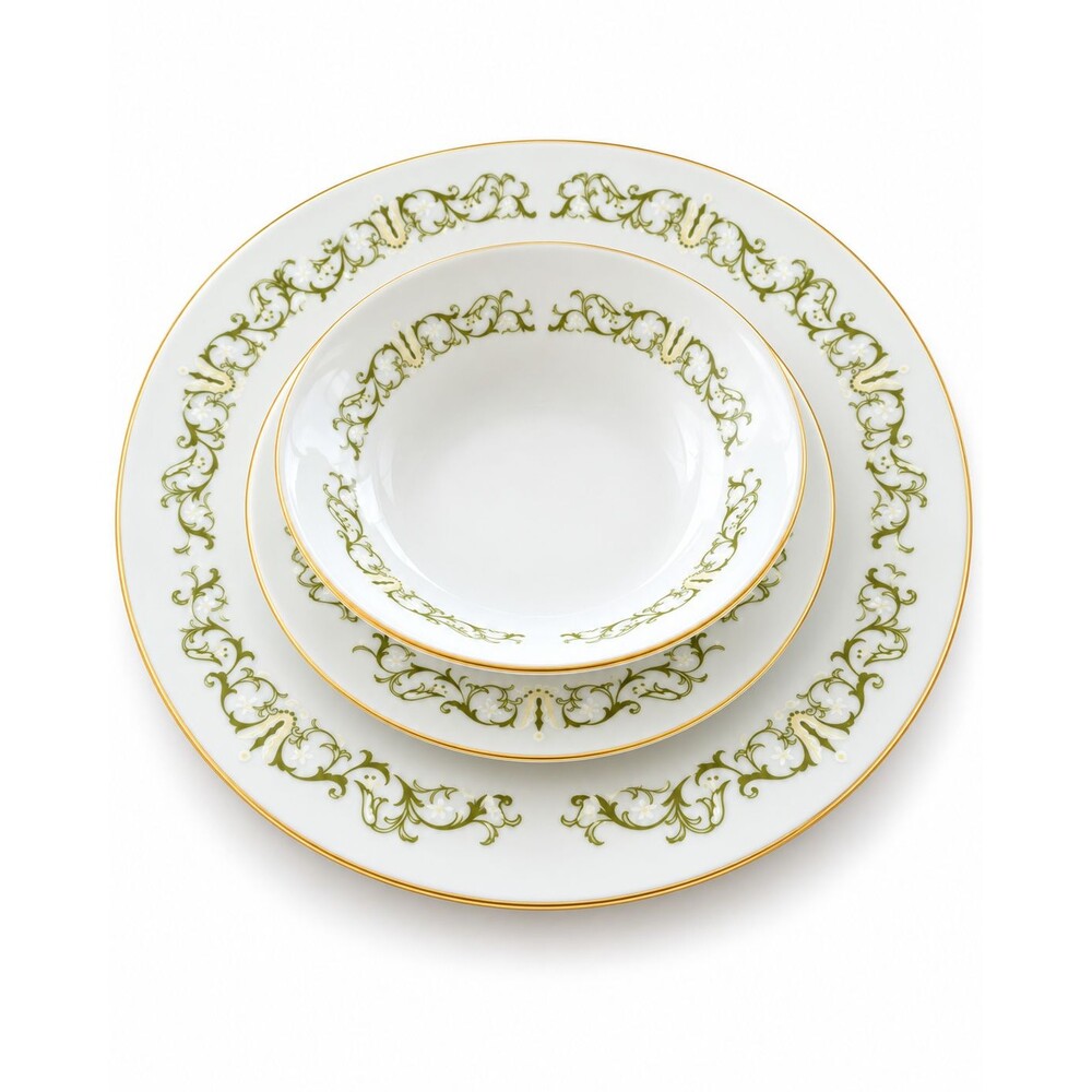 Bell Flower Fine China Japan 2999 3 Pc Place Setting Dinner Bowl Bread Plates